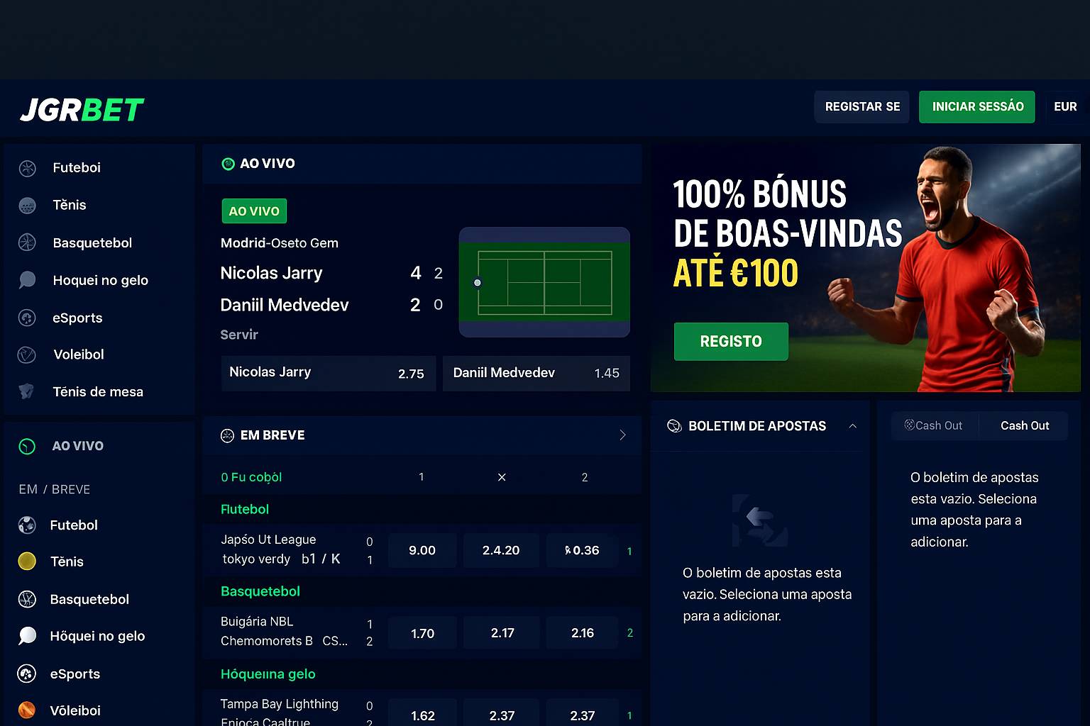 Aposte em apostas esportivas no cassino online JGRBET